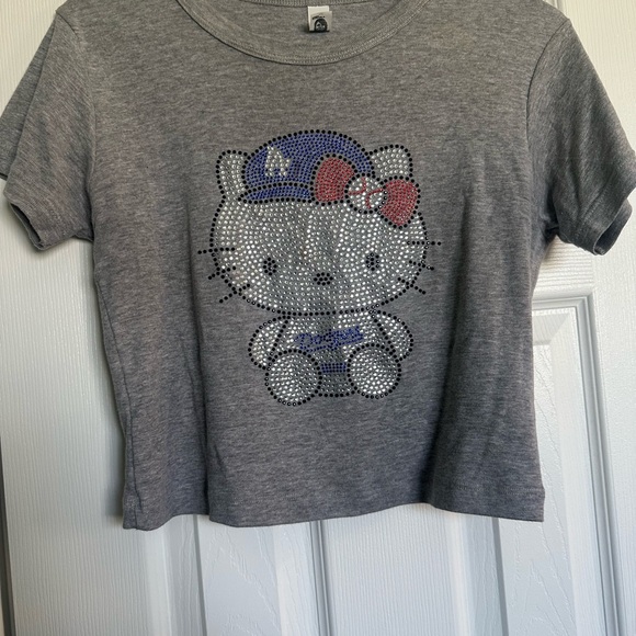 Hello Kitty Rhinestone Shirt/ Crop top - Picture 2 of 3
